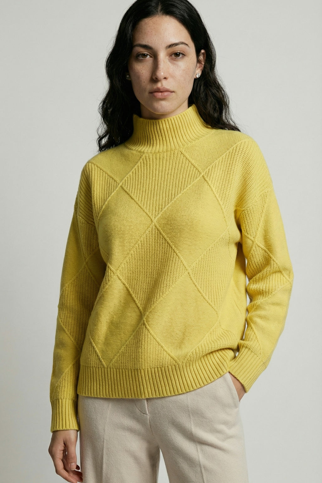 Diamond-Textured Oversized Knit Sweater