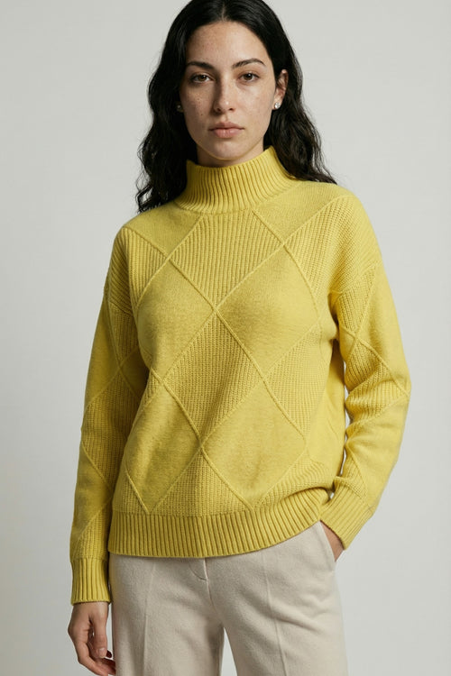 Diamond-Textured Oversized Knit Sweater