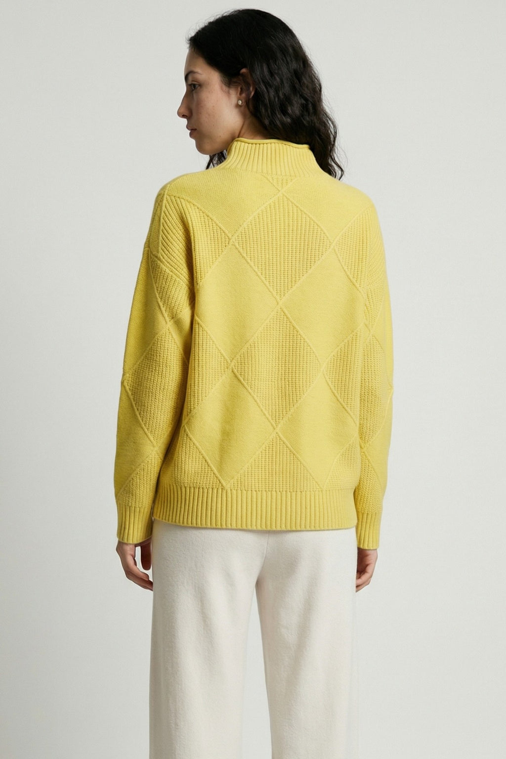 Diamond-Textured Oversized Knit Sweater