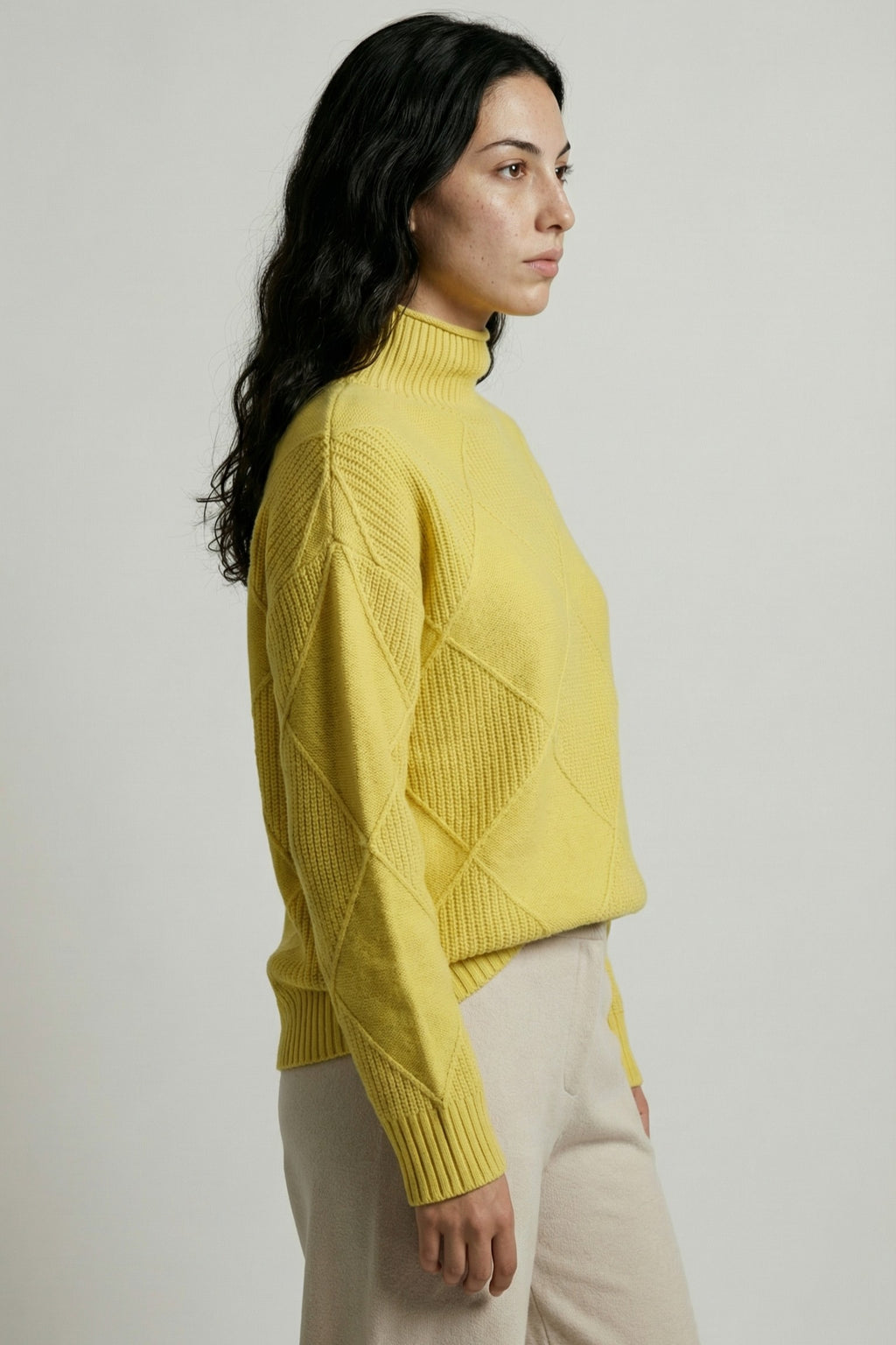 Diamond-Textured Oversized Knit Sweater