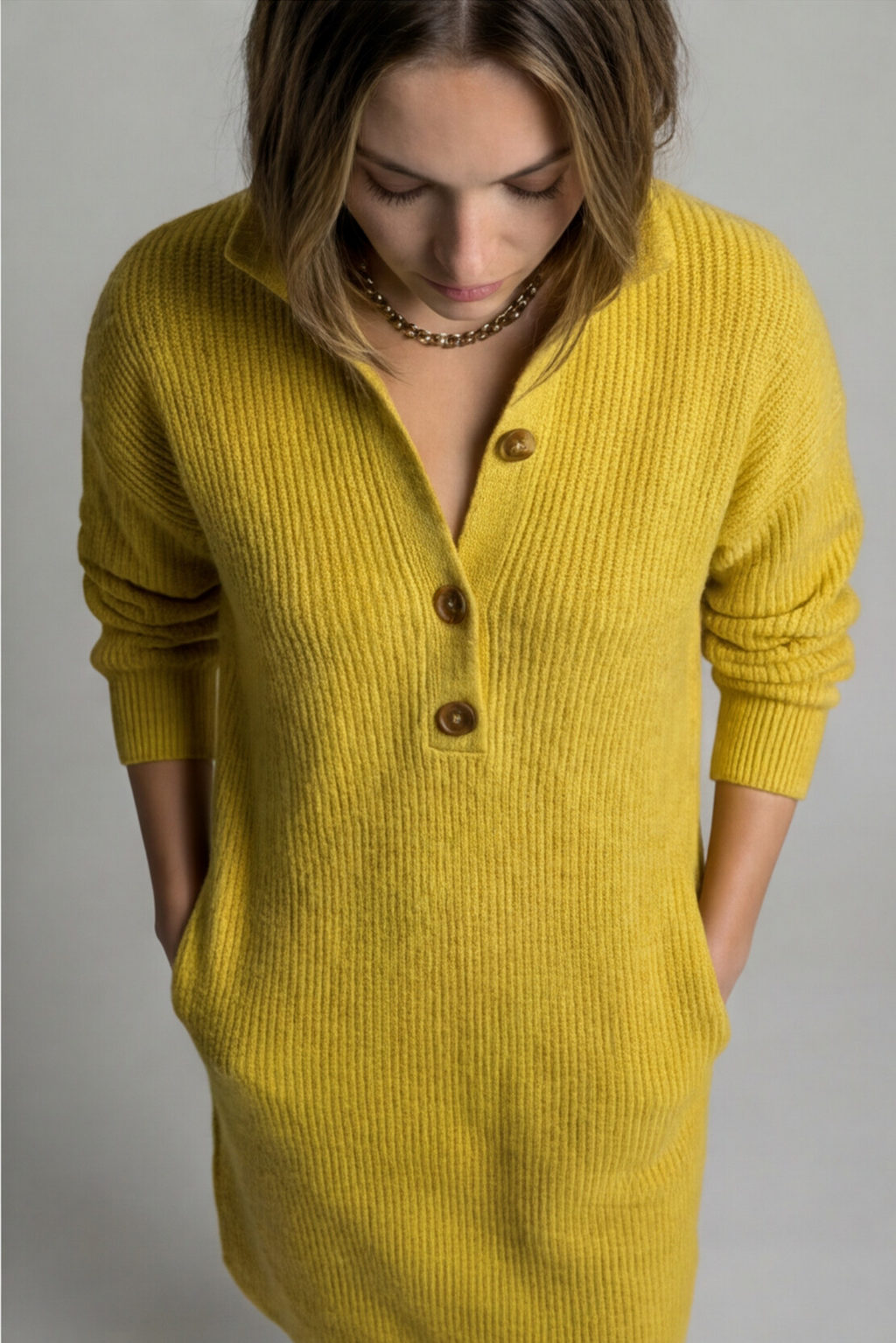 Softline Ribbed Button Dress