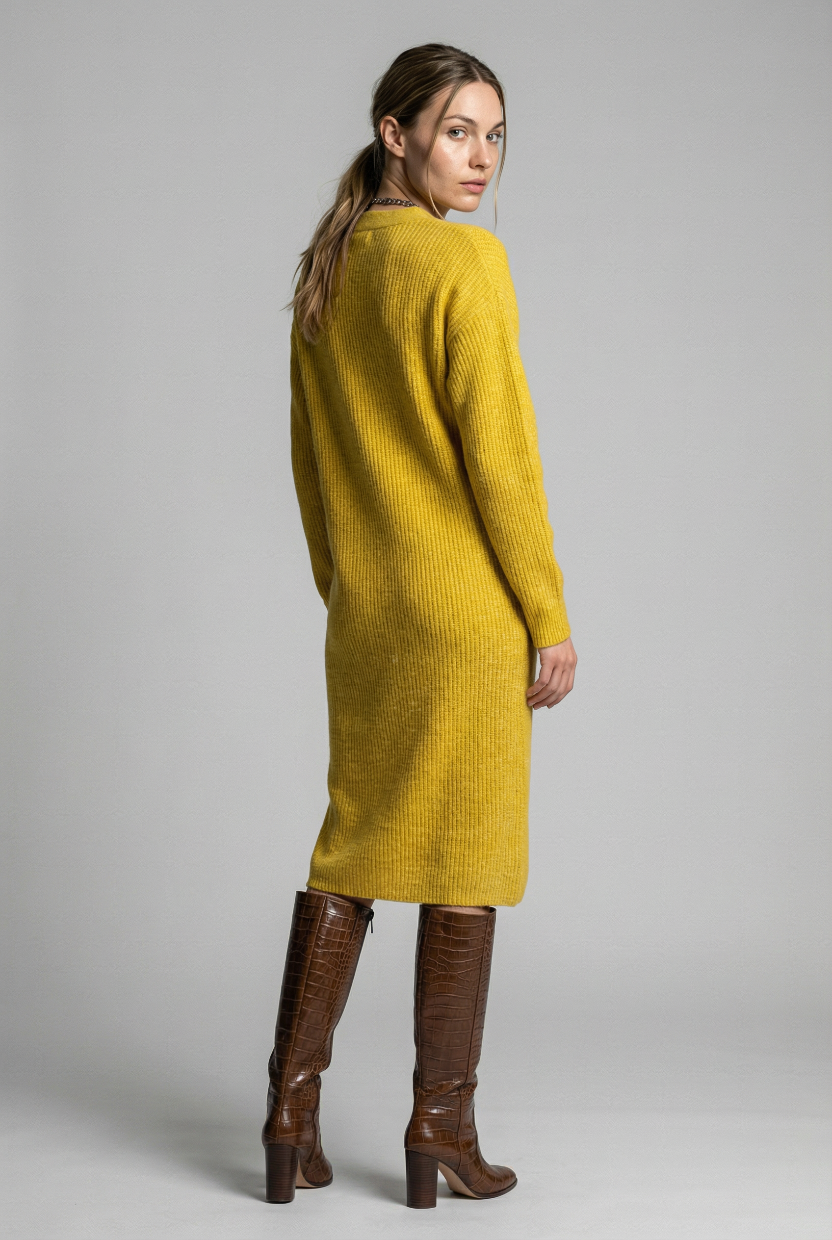 Softline Ribbed Button Dress